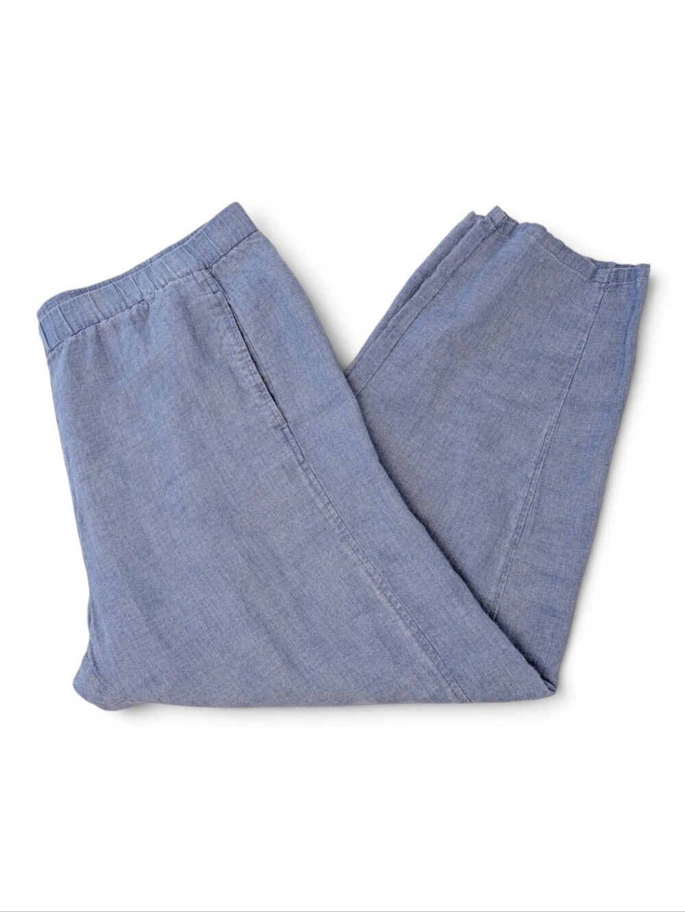EILEEN FISHER Linen Lantern Pants Ankle Délavé Chambray Blue Wide XL - Picture 5 of 10